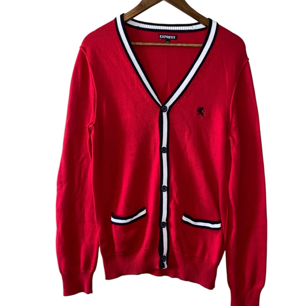 Express men’s Red Cardigan Sweater size small
